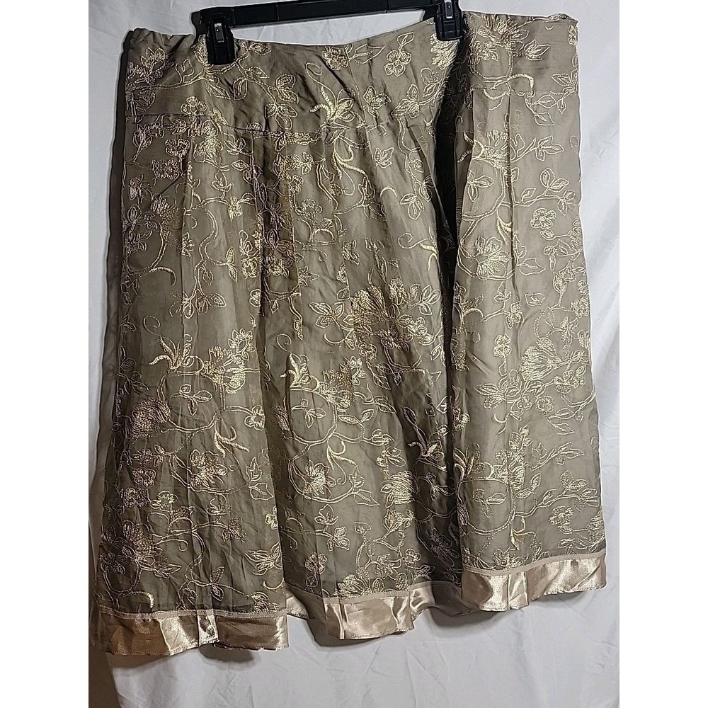Vtg Y2K Coldwater Creek 100% Silk Embroidered Pencil Skirt‎ Black. Sz 2x